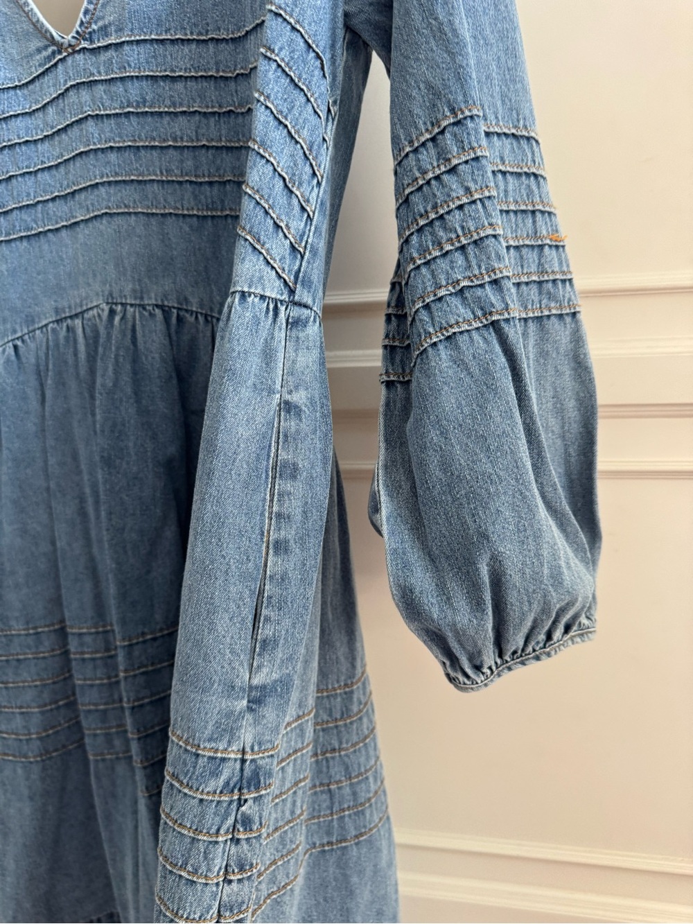En saison Blue Denim Smocked Babydoll Dress - Picture 2 of 3